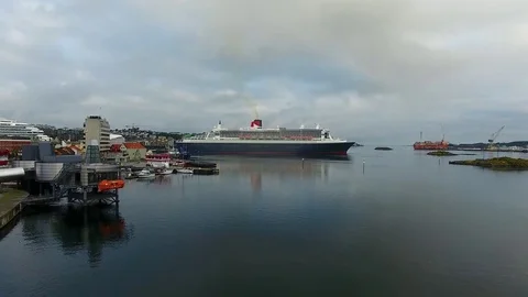 Cruise ships in a harbor of Stavanger Stock Footage