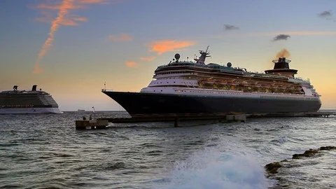 Cruise Ships in port Stock Footage 98716853