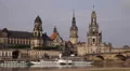 Cruise Ships Tour Boats Elbe River Dresden Cityscape Germany Tourists Attraction HD Footage