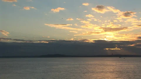 Cruise at Sunset With Parasailer Stock Footage 33604783