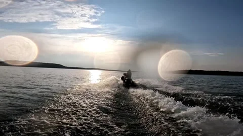 Cruising on jet ski Stock Footage 296993262