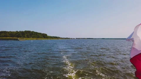 Cruising on Lebsko Lake Stock Footage 218611378