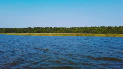 Cruising on Lebsko Lake Stock Footage 218611408