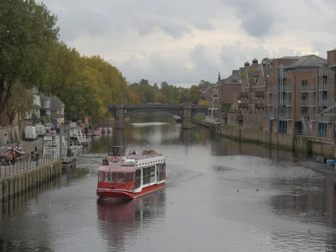 Cruising on the River Ouse Stock Footage 80236081