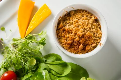 Crumble with salad Stock Photos