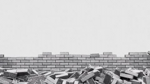 A crumbling and disintegrating brick wall. Video stock 329099037