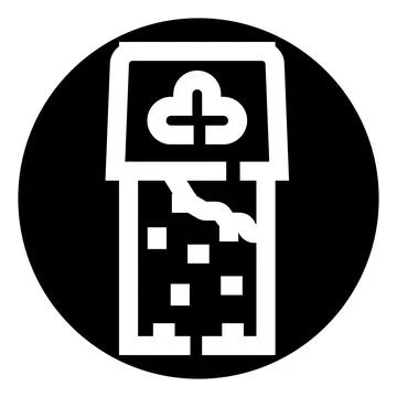 Crumbling building icon displaying demolition and decaying structure Ilustración de archivo