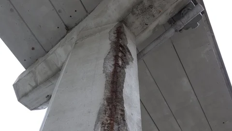 Crumbling concrete bridge and elevated highway infrastructure in Toronto city Stock Footage 94194776