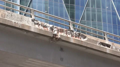 Crumbling concrete city highway infrastructure Stock Footage 158902753