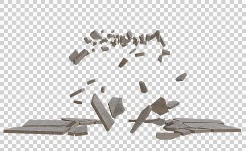 Crumbling concrete debris explosion on a surface Stock Illustration