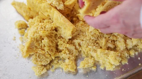 Crumbling cornbread Stock Footage 99417681