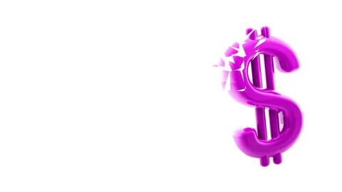 Crumbling dollar icon isolated in white background. Stock Footage 234701152