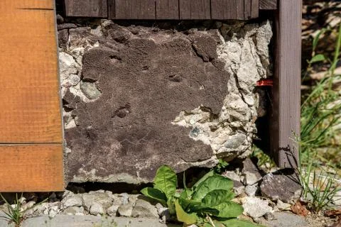 A crumbling foundation of blocks. Stock Photos