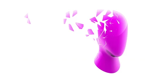 Crumbling head isolated on white background. Stock Footage 236245315