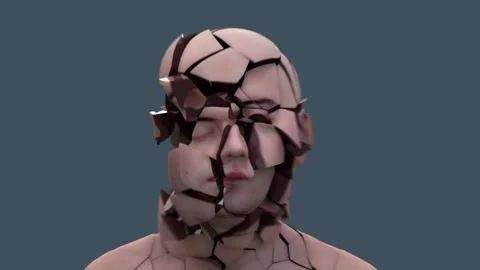 Crumbling human head Stock Footage 165246096