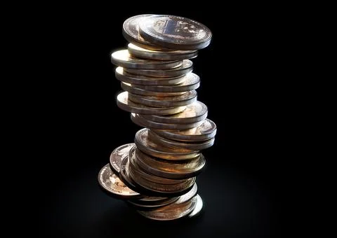 Crumbling Litecoin Coin Stack Stock Illustration