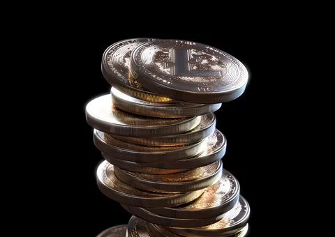 Crumbling Litecoin Coin Stack Stock Illustration