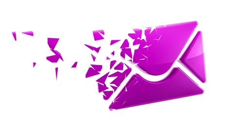 Crumbling red e-mail icon isolated in white background. Video stock 236245474