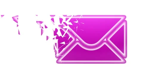 Crumbling red e-mail icon isolated in white background. Video stock 237016842