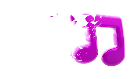 Crumbling red musical note isolated in white background. Stock Footage 235825560