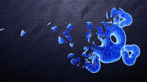 Crumbling roger icon in binary cyberspace during scan. Stock Footage 235825395