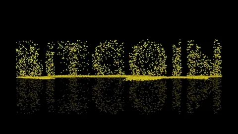 A crumbling text with the word Bitcoin. 3D rendering. Stock Footage 99295485