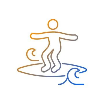 Crumbly waves surfing gradient linear vector icon Illustrazione stock