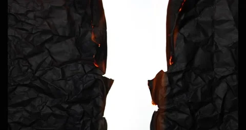 Crumpled Black Paper Igniting Stock Footage 170406319