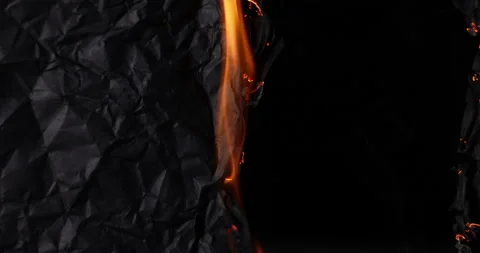 Crumpled Black Paper Igniting Stock Footage 170590656
