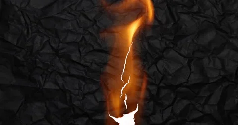 Crumpled Black Paper Igniting Stock Footage 170590765