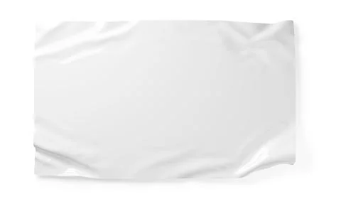 Crumpled blank, empty rectangle white plastic foil sticker template with wrin Stock Illustration