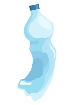 Crumpled bottle icon. Broken plastic bottle, empty plastic container, recyclable Illustrazione stock