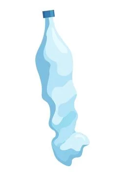 Crumpled bottle icon. Broken plastic bottle, empty plastic container, recyclable Illustrazione stock