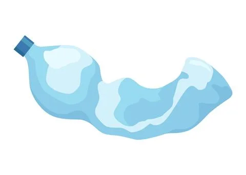 Crumpled bottle icon. Broken plastic bottle, empty plastic container, recyclable Stock Illustration