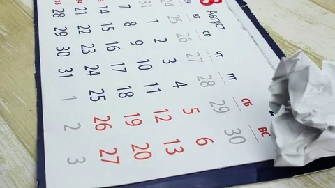 The crumpled calendar leaf Stock Footage 81808843