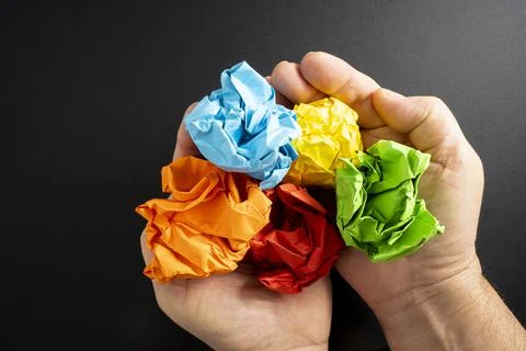 Crumpled colored paper Foto stock
