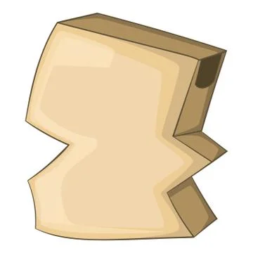 Crumpled empty cardboard box icon, cartoon style Stock Illustration
