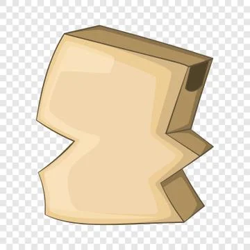 Crumpled empty cardboard box icon, cartoon style Stock Illustration