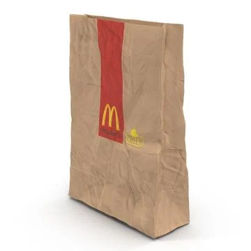 Crumpled Fast Food Paper Bag Mcdonalds ~ 3D Model #91024402