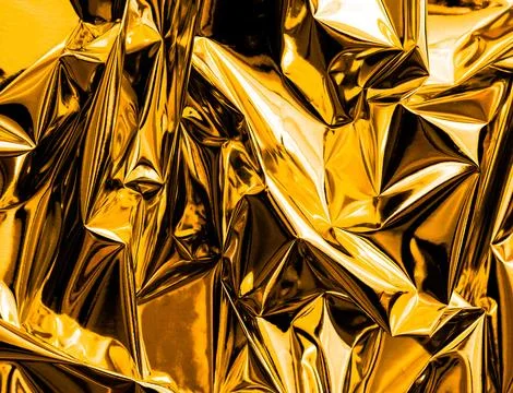 Crumpled gold abstract texture background Stock Illustration