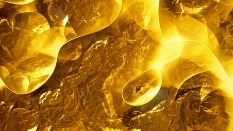 Crumpled gold surface abstract motion background seamless loop Video stock 70143907