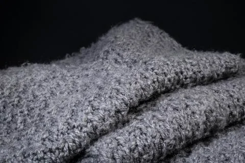 Crumpled gray wool fabric texture background. Stock Photos