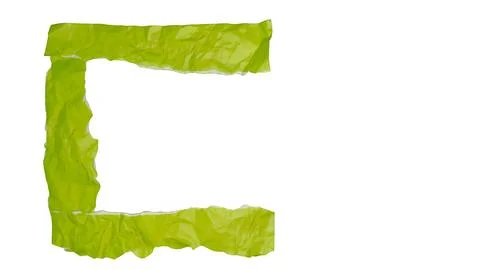 Crumpled green paper torn in a rectangle shape against a transparent backgr.. Stock Photos