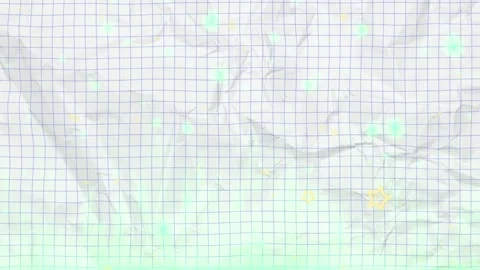 Crumpled grid paper background with floating glowing particles for creative Stock Footage 347345656