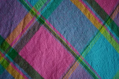 Crumpled linen background geometric pattern with rectangles and lines Stock Photos