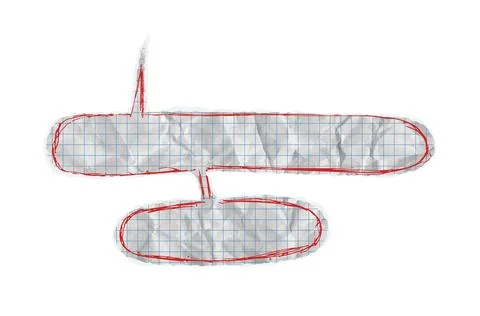 Crumpled notebook double speech bubble. Blue grid graph torn paper texture. Stock Illustration