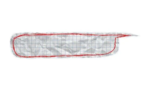 Crumpled notebook speech bubble features torn grid graph paper texture. White イラスト素材