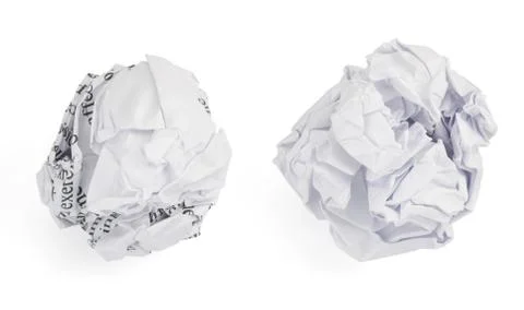 Crumpled paper ball on white background Stock Photos