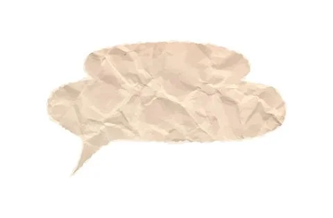 Crumpled paper double speech bubble featuring vintage parchment texture. Retro Stock Illustration