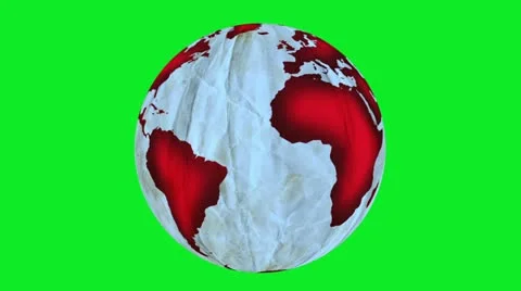 Crumpled Paper Globe Greenscreen Vídeo Stock 11539873